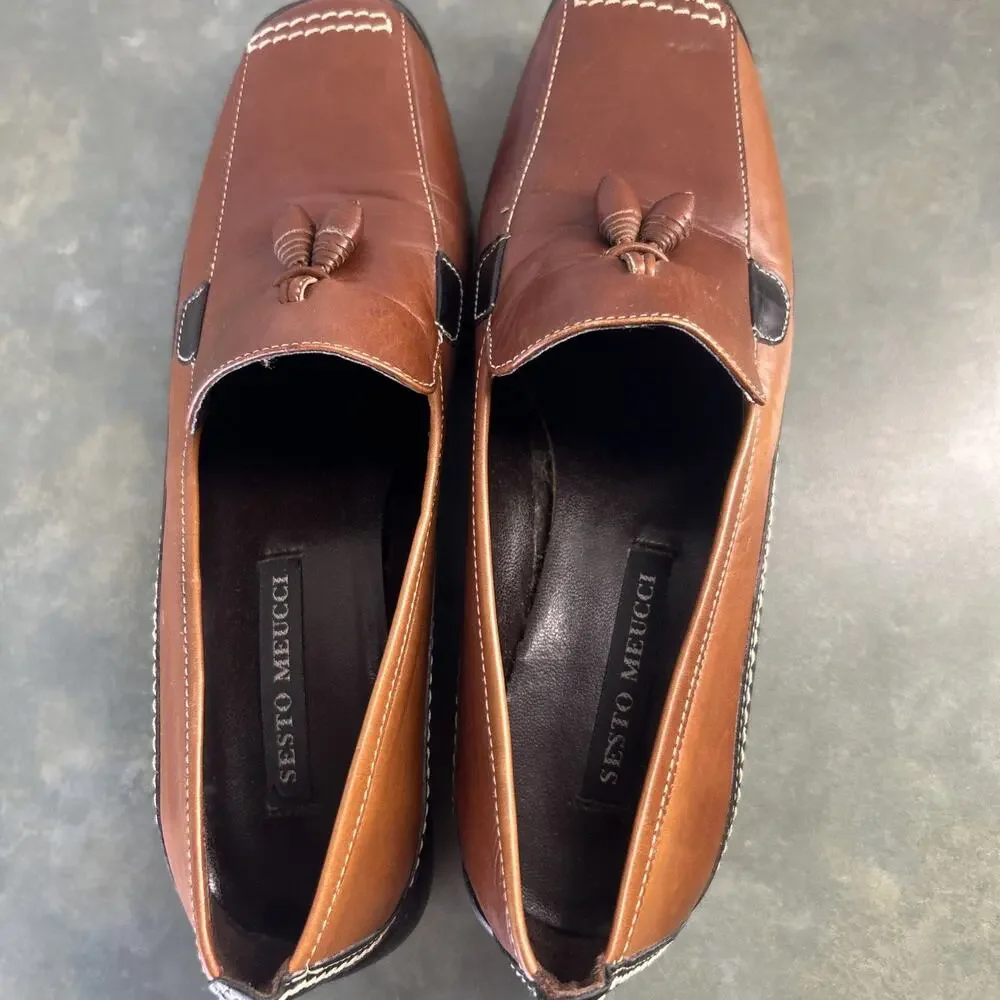 Sesto Meucci Italy Leather Tassel Driving Loafers Womens Size 5 Vintage